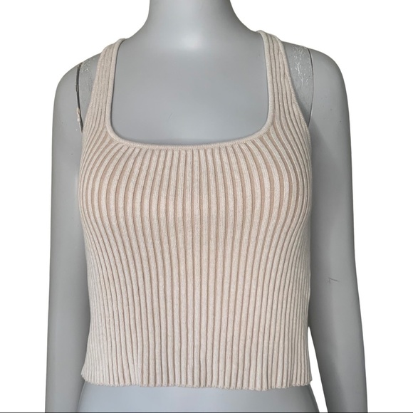 FREE PEOPLE Intimately Lemon Lime Knit Ribbed  Cami Crop Top Racerback Oat Combo - Picture 4 of 14